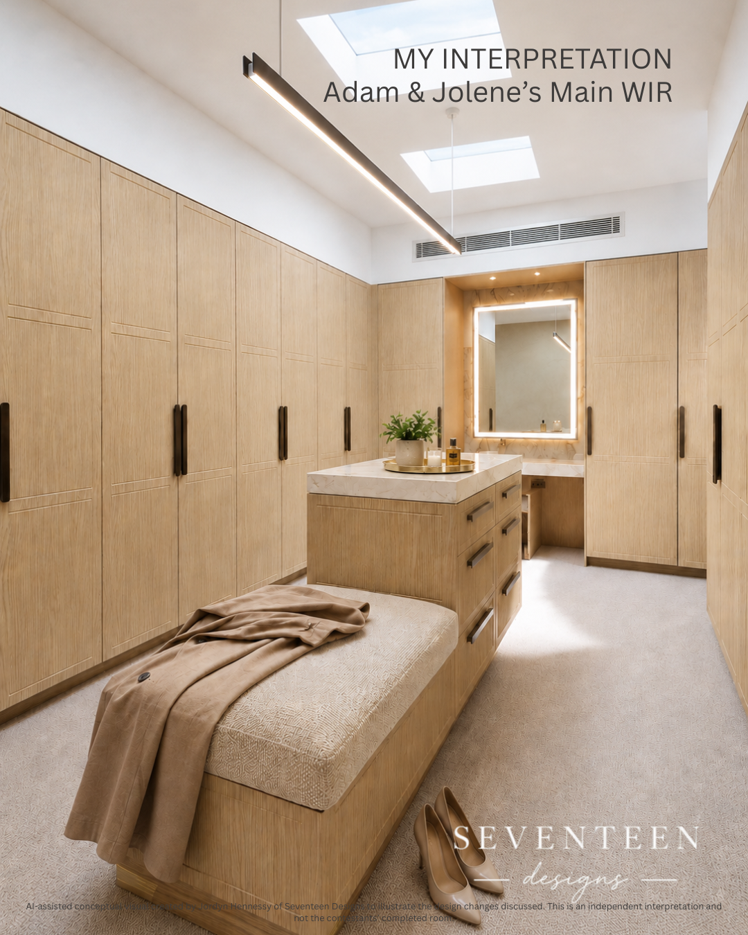 Modern walk-in wardrobe with custom cabinetry and natural light for elegant closet inspiration