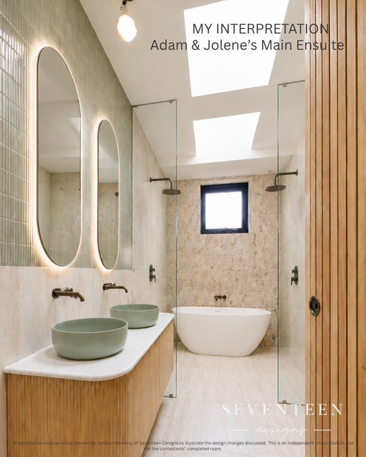 Modern ensuite bathroom design featuring double sinks, round mirrors, and a freestanding tub for main ensuite inspiration