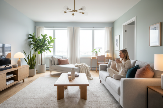 Modern living room showcasing interior design psychology principles for a calming, functional, and luxurious space