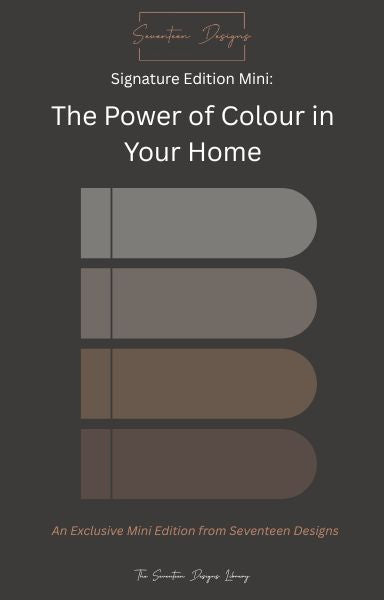 Book cover of 'The Power of Colour in Your Home' by Seventeen Designs on a dark gray background.