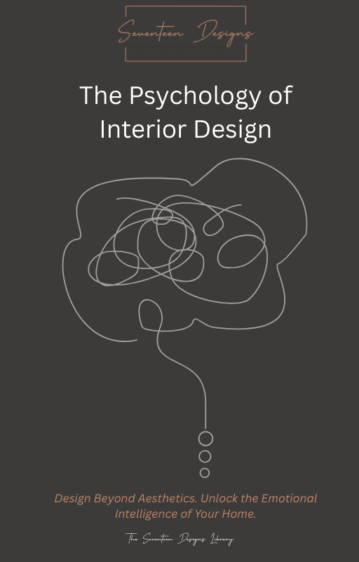 Book cover of 'The Psychology of Interior Design' with a brain illustration on a dark background.
